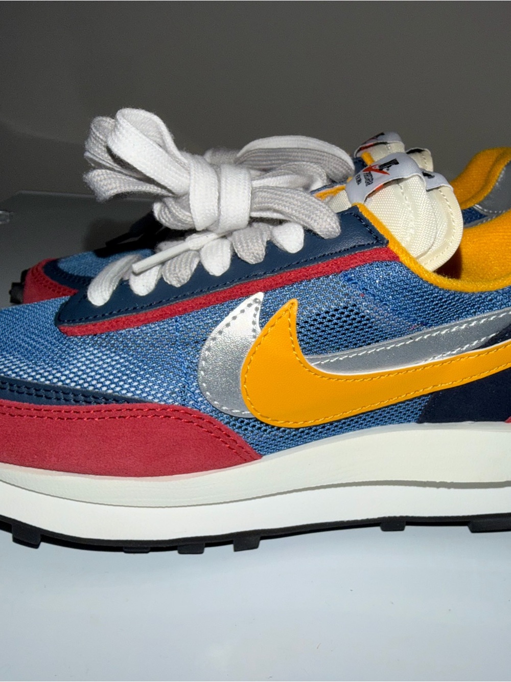 Nike Women's Multicolor Mesh & Suede Sneaker - Blue/Yellow/Red/Silver-(no box)